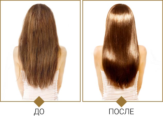ботокс для волос до и после